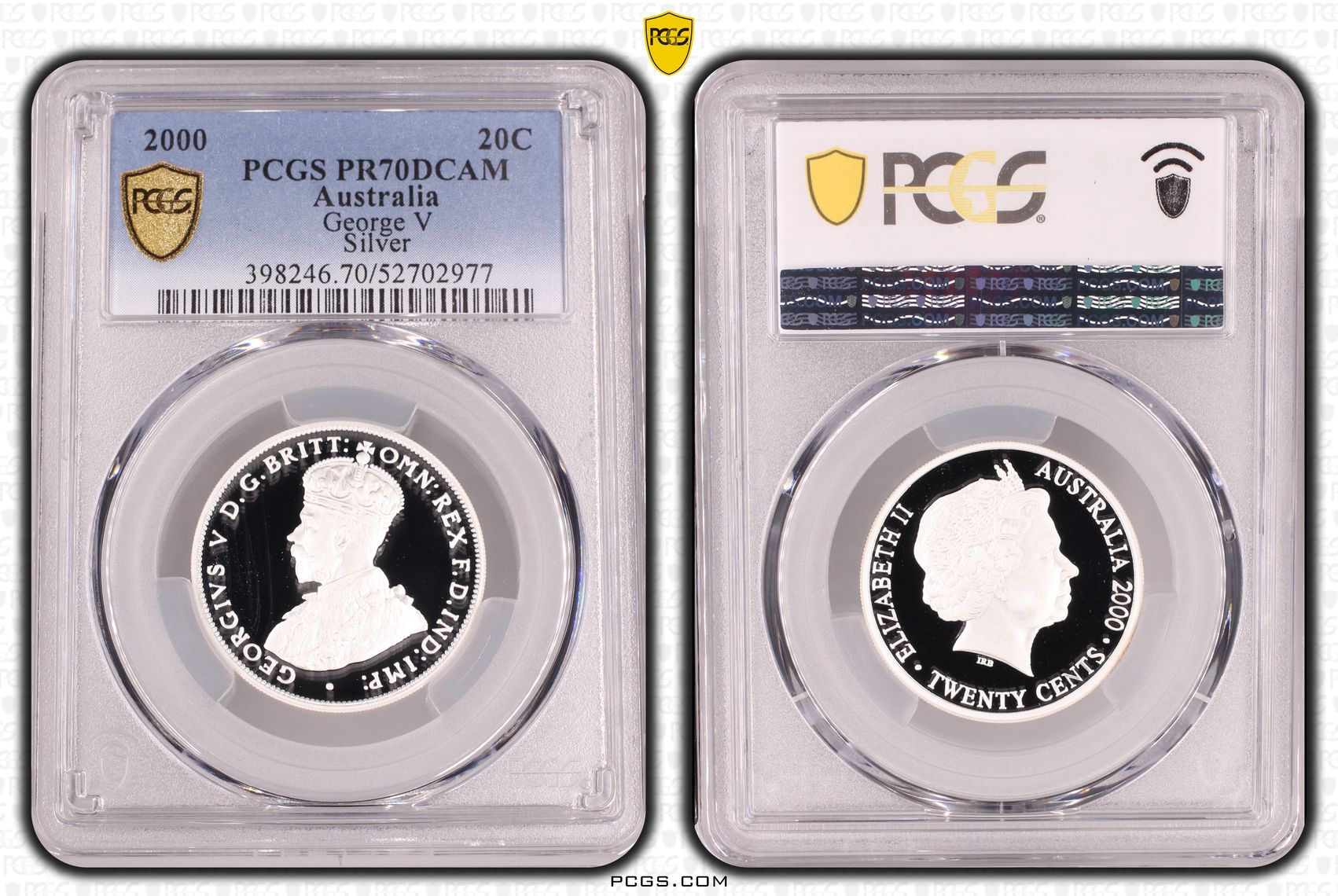 George V Silver, Twenty Cent, 2000, PCGS PR70DCAM