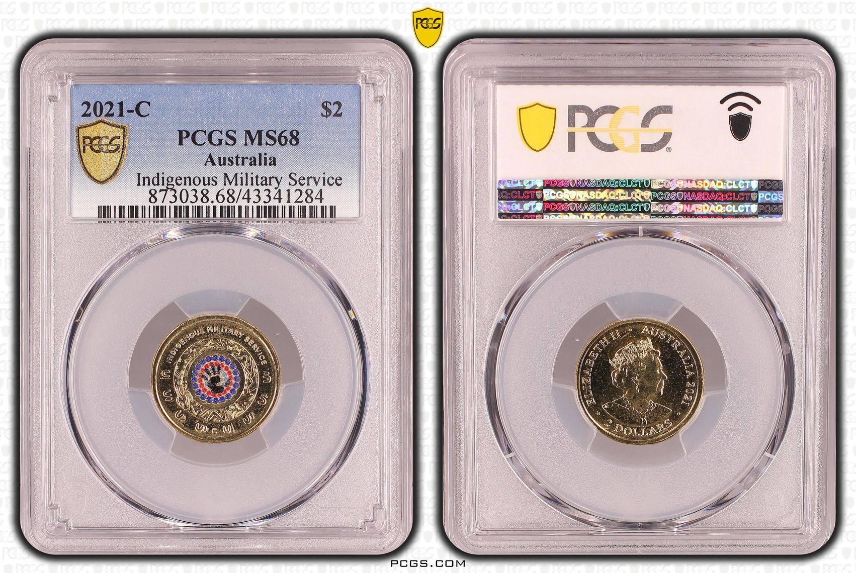 2021-C Australia Two Dollar, $2 Indigenous Military Service PCGS - MS68 -284