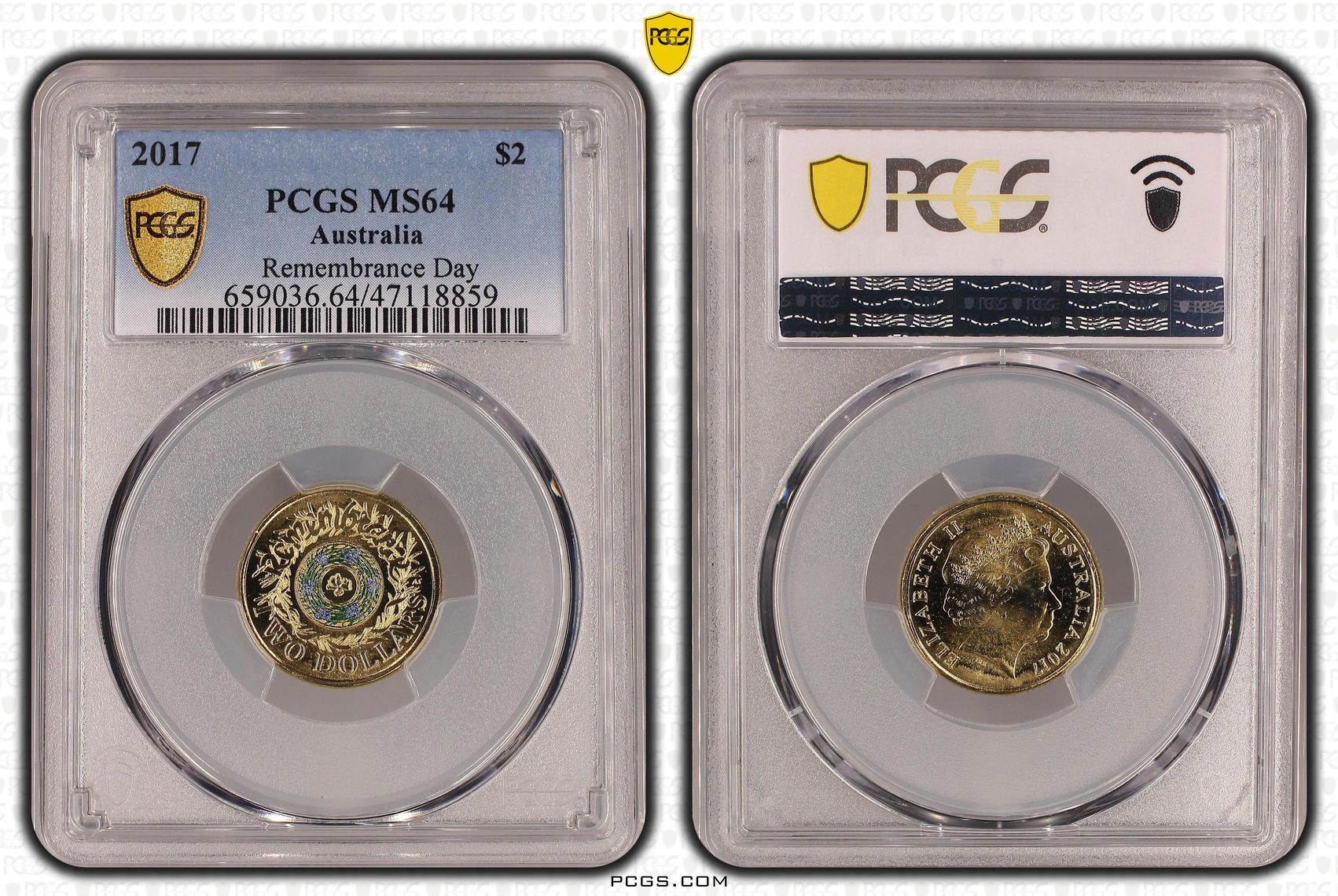 Elizabeth II, Remembrance Day, Two Dollar, 2017, PCGS MS64