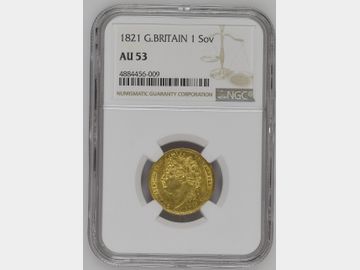 1821 GEORGE IV LAUREL HEAD GOLD SOVEREIGN AU53