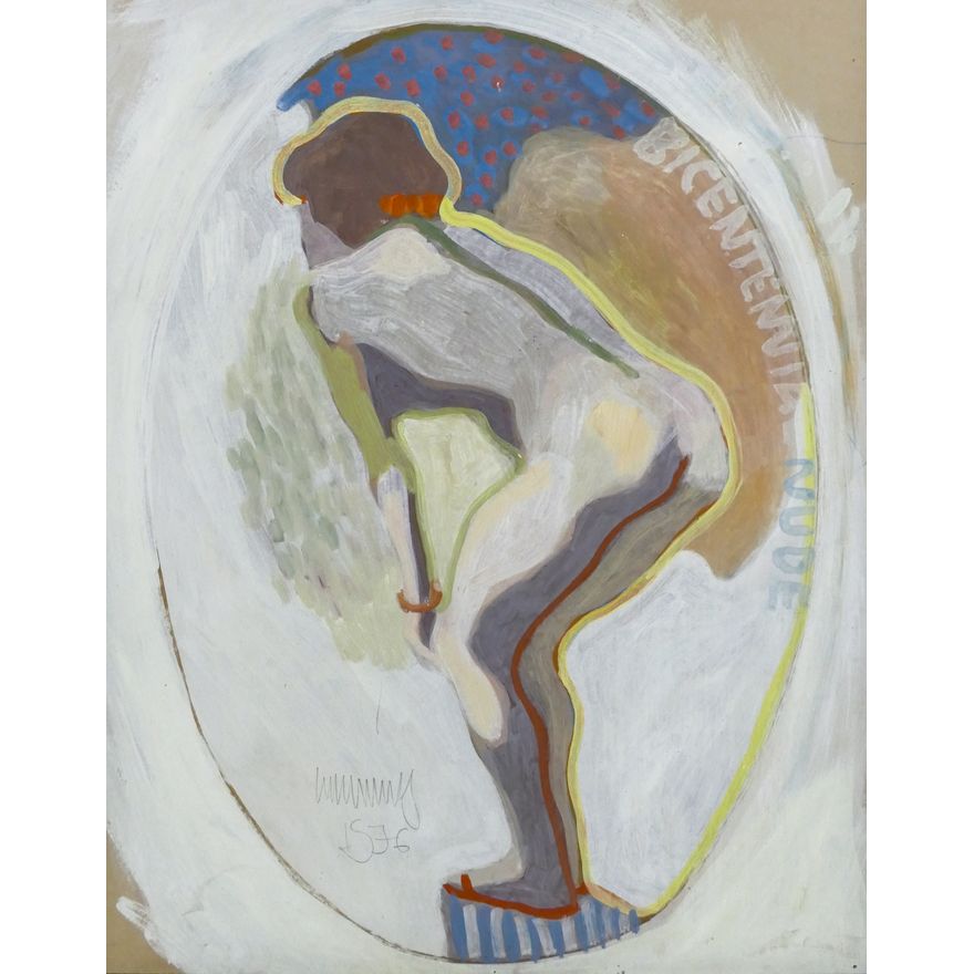 William Cumming ''Bicentennial Nude'' 1976 Tempera