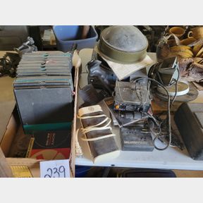 Large assortment of Cassette reels, projectors, other electronics