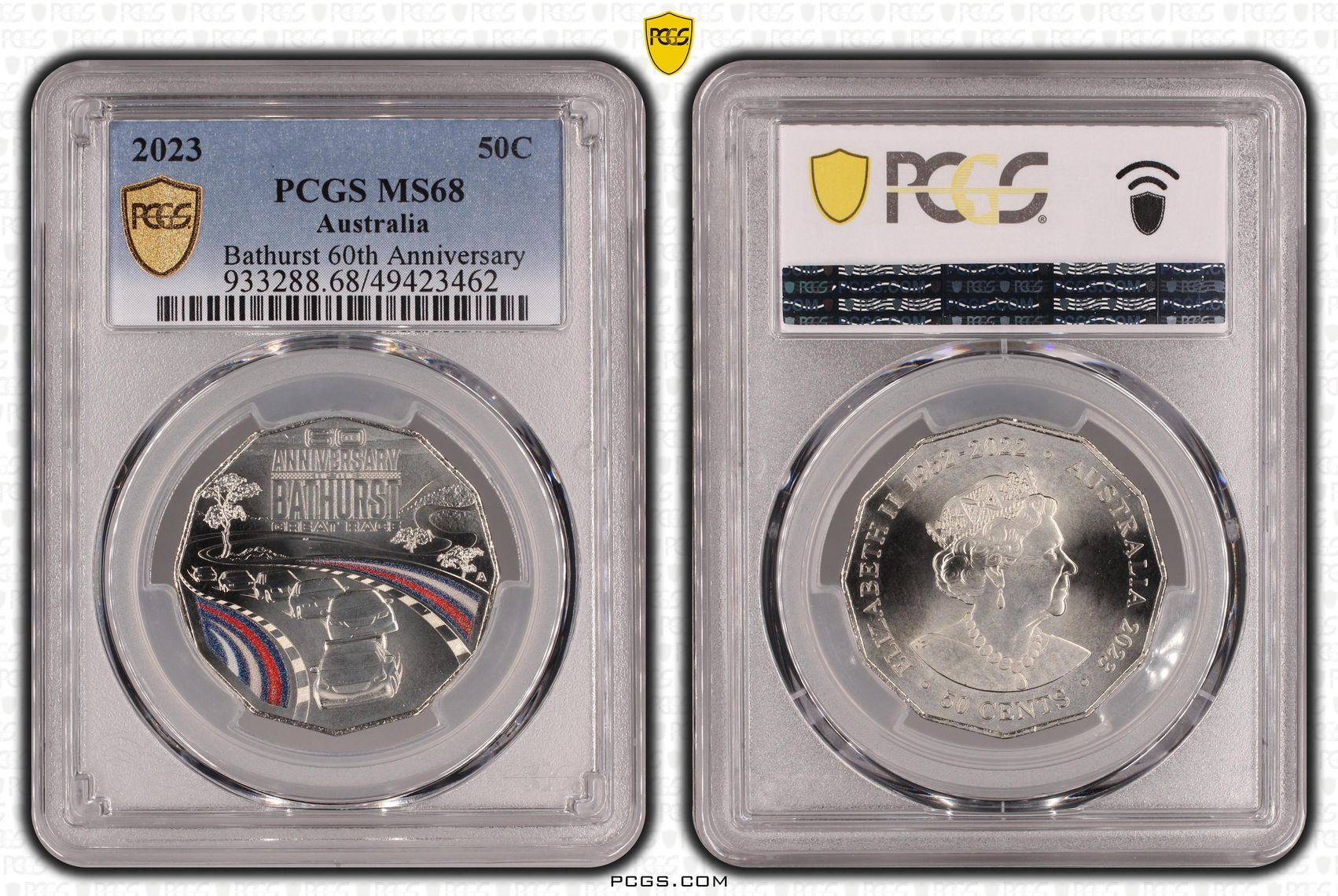 Bathurst 60th Anniversary Colorized, Fifty Cent, 2023, PCGS MS68
