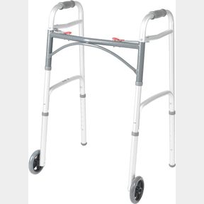 Drive Medical 10210-1 Folding Walker with Wheels, Rolling Walker, Lightweight for Seniors and Adults Up to 350 Pounds, Adjustable Height, Si