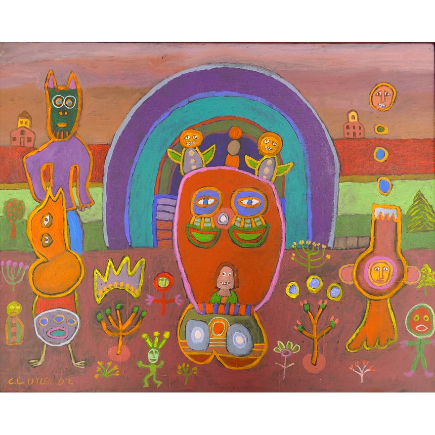 Claude Utley (1955-2021 Washington) 'Bird Tales' 2002 Oil on Canvas-16.5x20.5'' (SMALL)