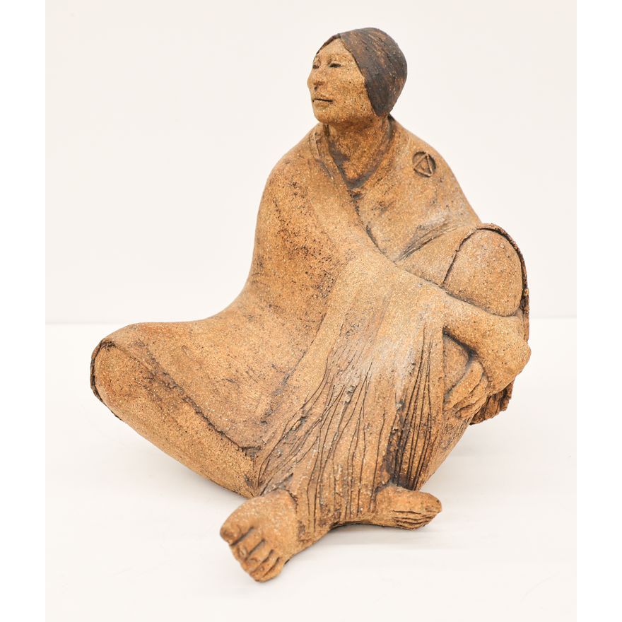 Jean Juhlin ''Sitting Woman'' Stoneware Sculpture