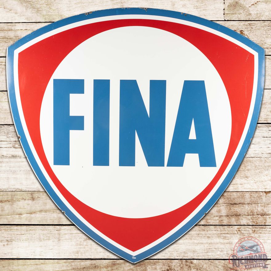 1958 Fina Gasoline 6' SS Porcelain ID Sign