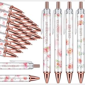 Chuangdi 24 Pcs Baby Shower Ballpoint Pens Favors Bulk Retractable Ballpoint Pen Black Ink with Baby Shower Gifts for Guests School Supply(F