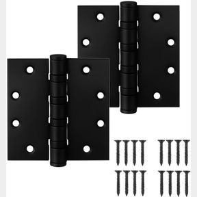 4X4 INCH 4IN DOOR HINGES STAINLESS STEEL, SQUARE CORNER 4 "X 4 INCH HEAVY DUTY BALL BEARING BLACK MATTE FOR EXTERIOR AND INTERIOR