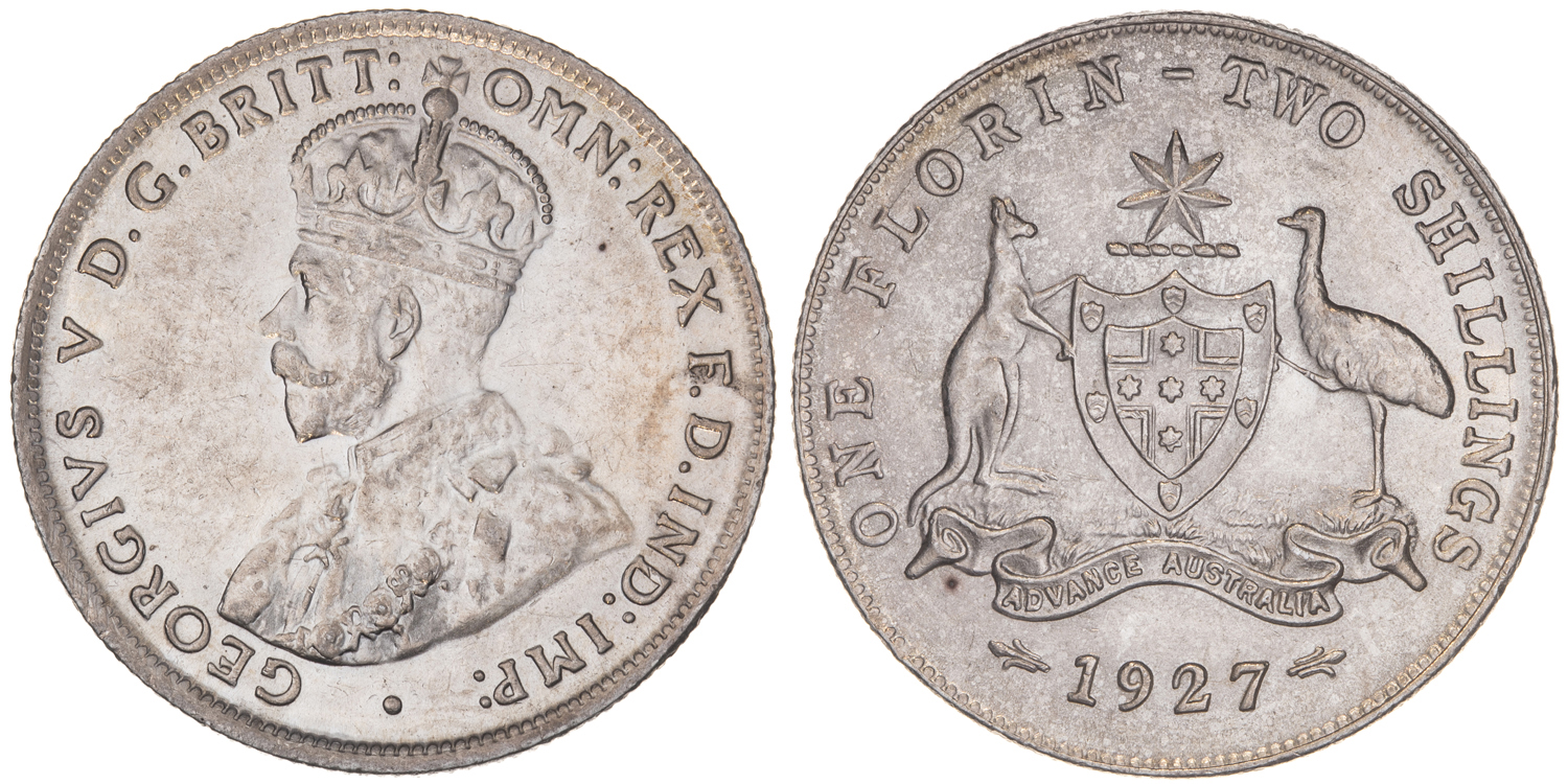 George V, Florin, 1927, VF