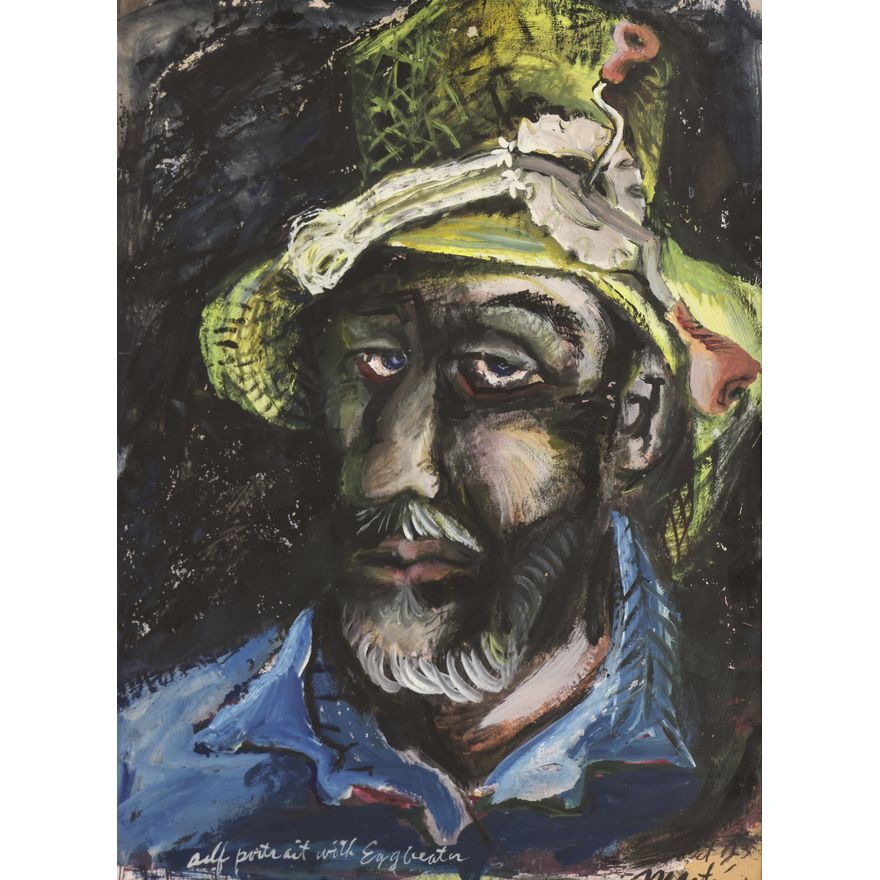 James Martin ''Self Portrait with Eggbeater'' Gouache