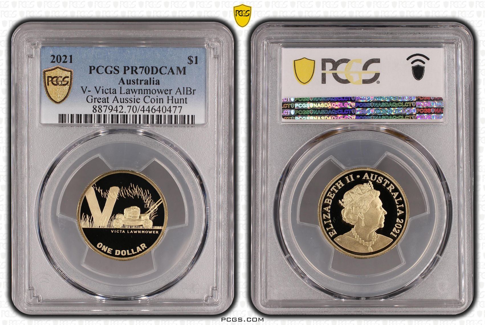 Elizabeth II, V- Victa Lawnmower AlBr, POP 16/0, One Dollar, 2021, PCGS PR70DCAM