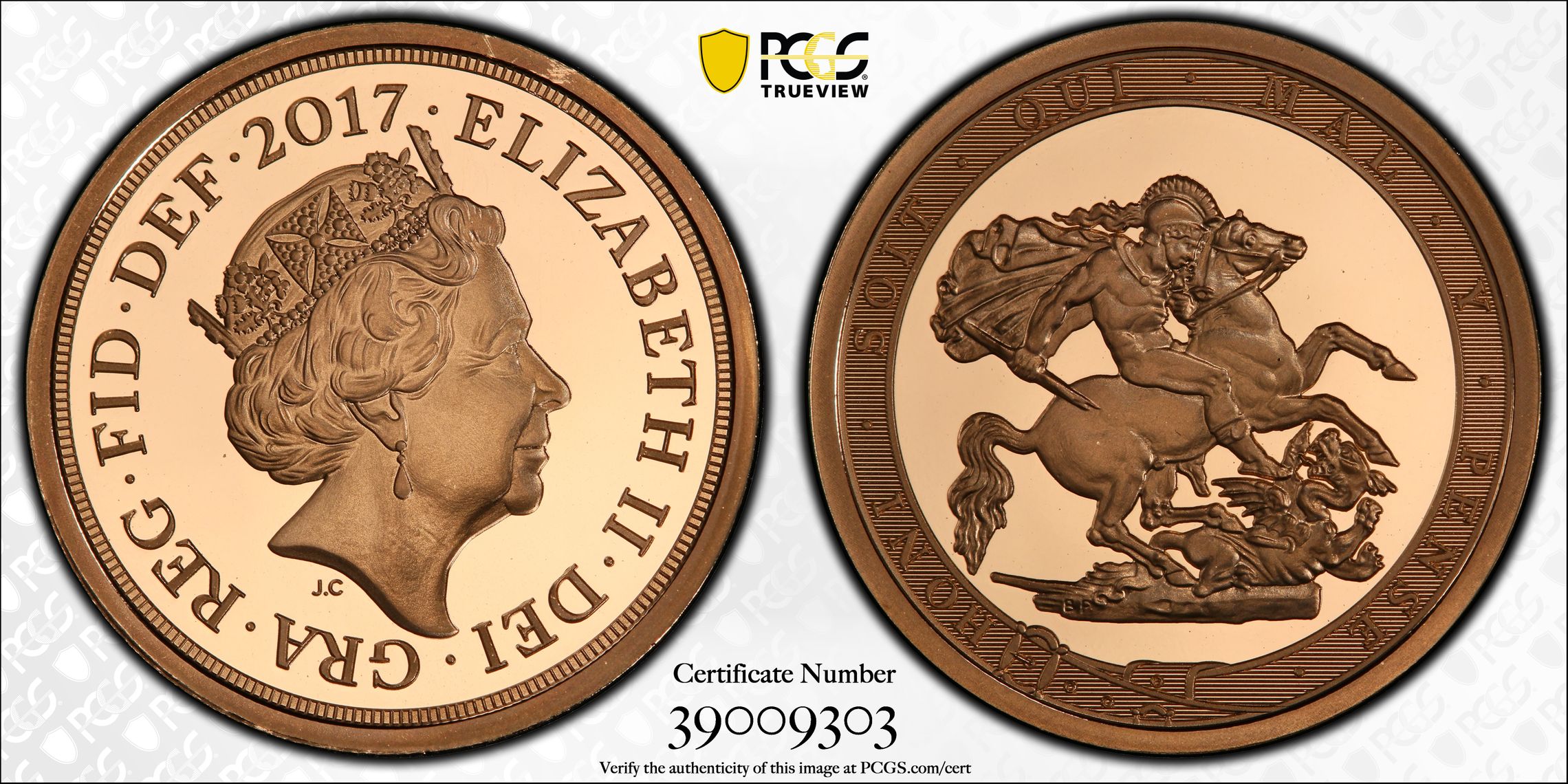117 · Great Britain, Pistrucci Design - Struck on the Day (July 1), Sovereign, 2017, PCGS MS69