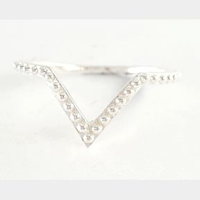 STERLING SILVER BEEDED WISHBONE DESIGN RING - 51929/10199