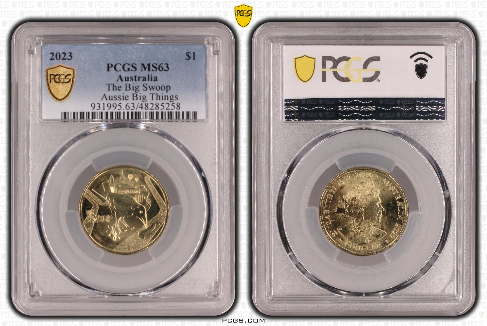 330 · Elizabeth II, The Big Swoop Aussie Big Things , One Dollar, 2023, PCGS MS63