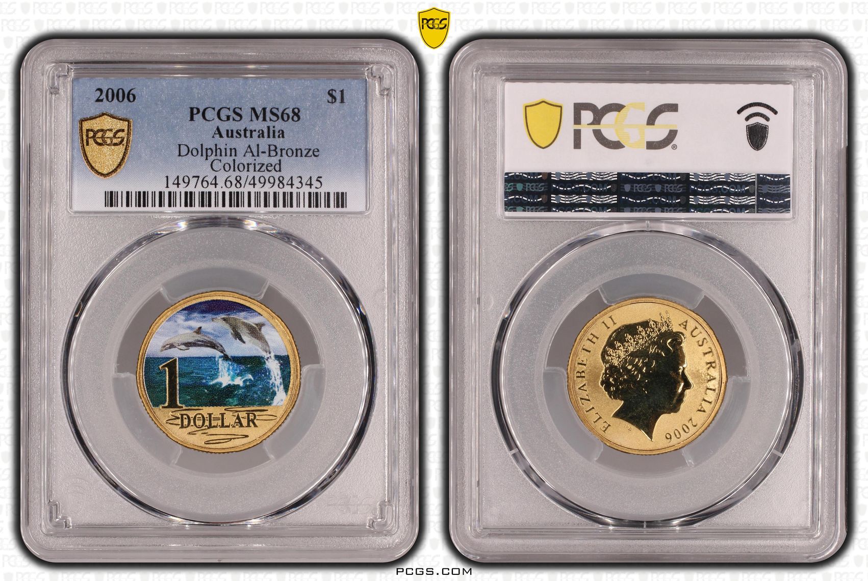 Dolphin Al-Bronze , One Dollar, 2006, PCGS MS68