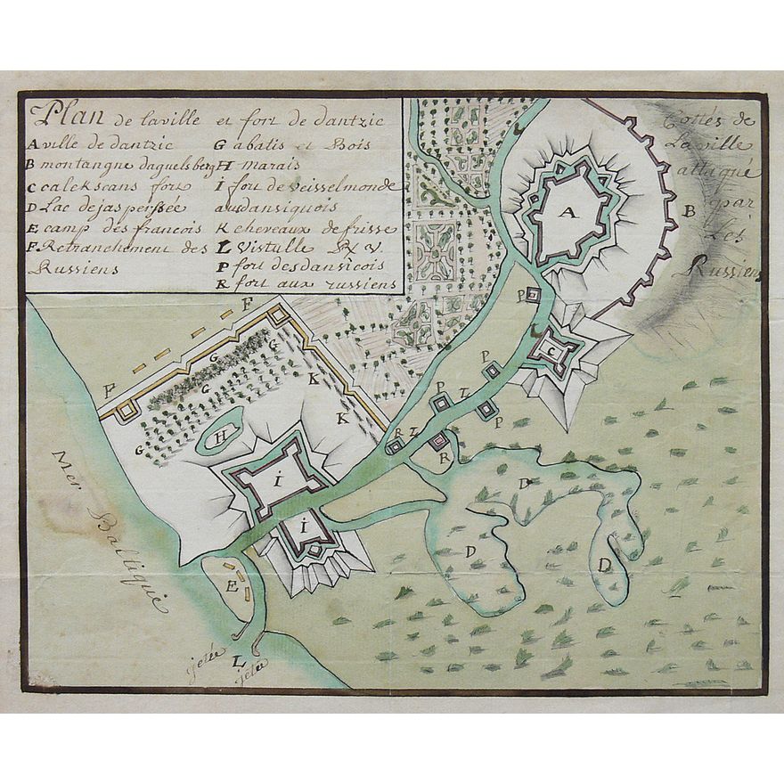 Plan de laville et fort de Dantzic