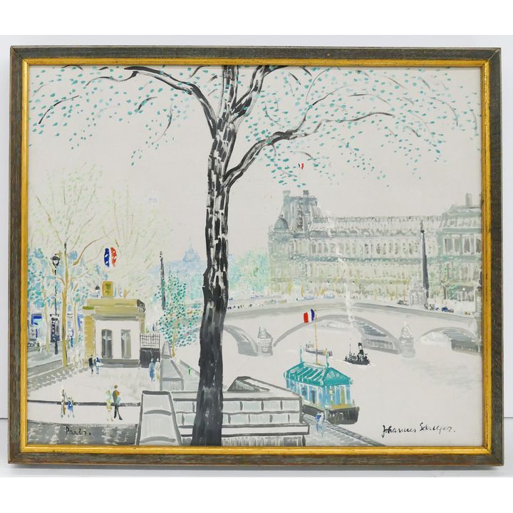 Johannes Schiefer 'Paris' Oil on Canvas