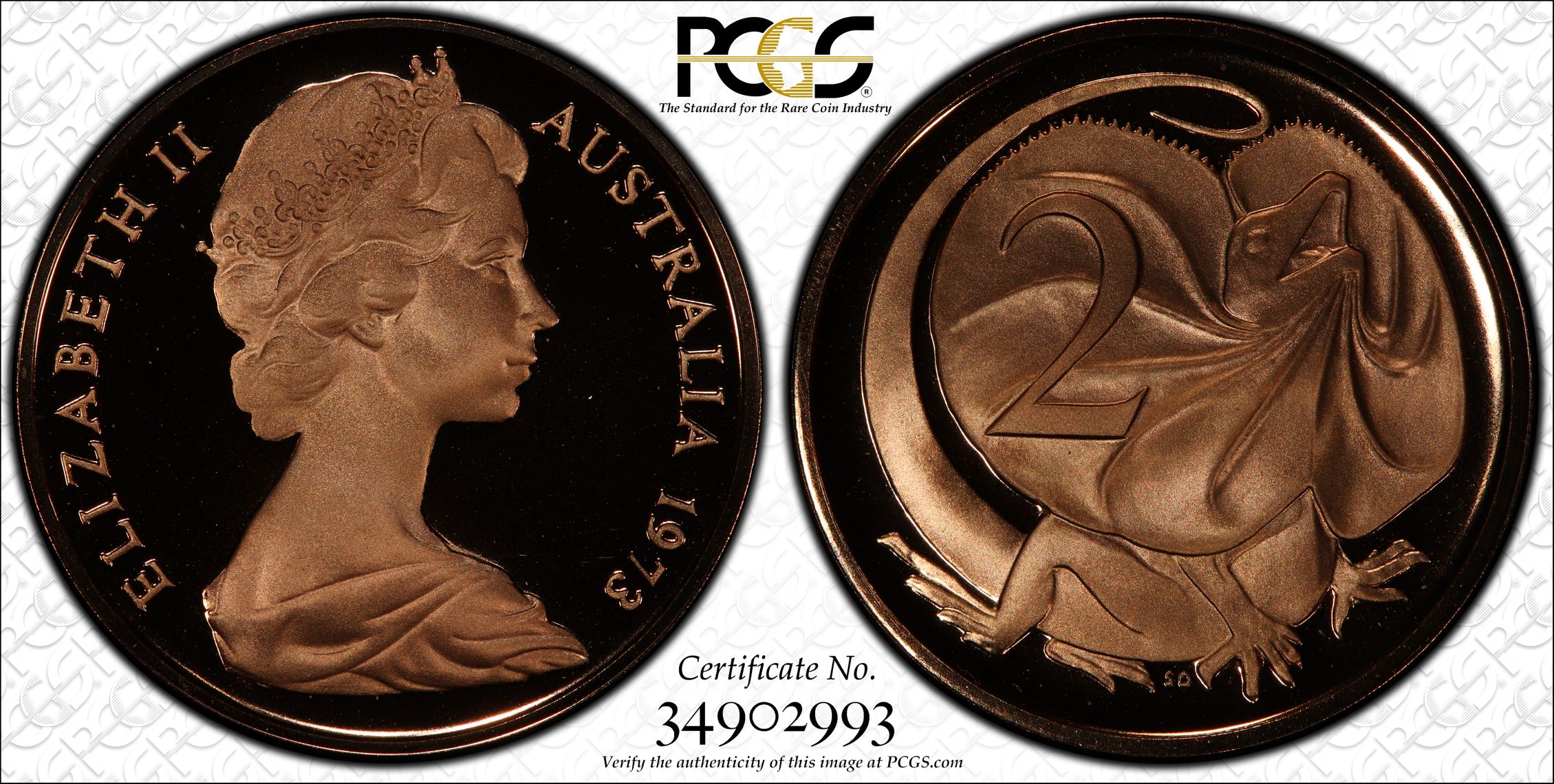 Elizabeth II, Two Cent, 1973, PCGS PR70DCAM