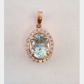 1.500CT AQUAMARINE & .200CT DIAMONDS IN 9CT ROSE GOLD PENDANT - - 51633/357