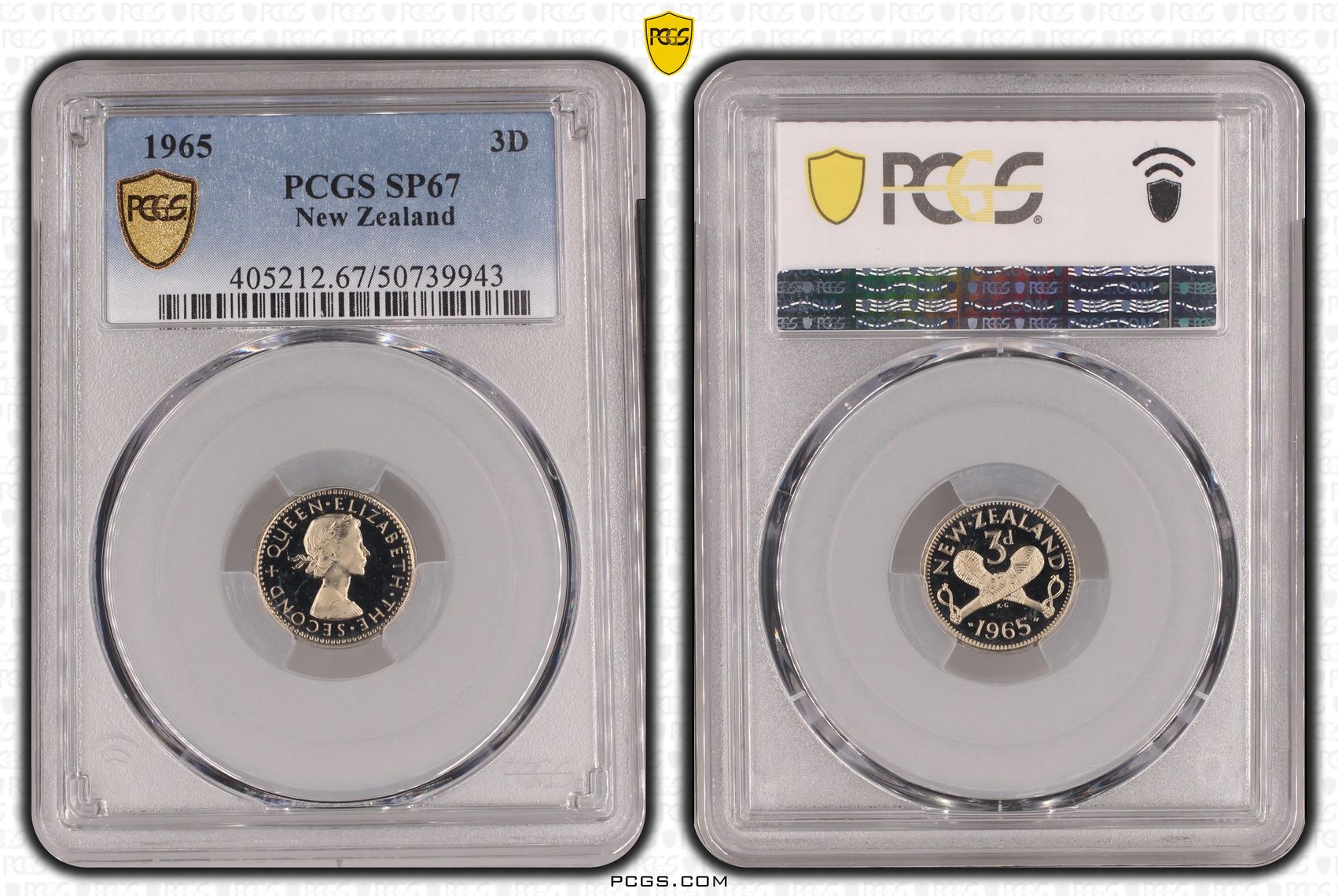 New Zealand, Elizabeth II, Threepence, 1965, PCGS SP67