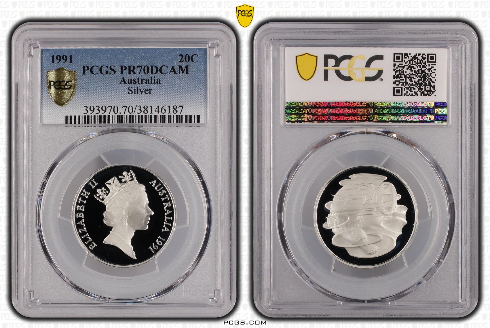 188 · 1991 Australia Twenty Cent, 20c Silver Proof Silver PCGS - PR70DCAM POP 46/0 -187