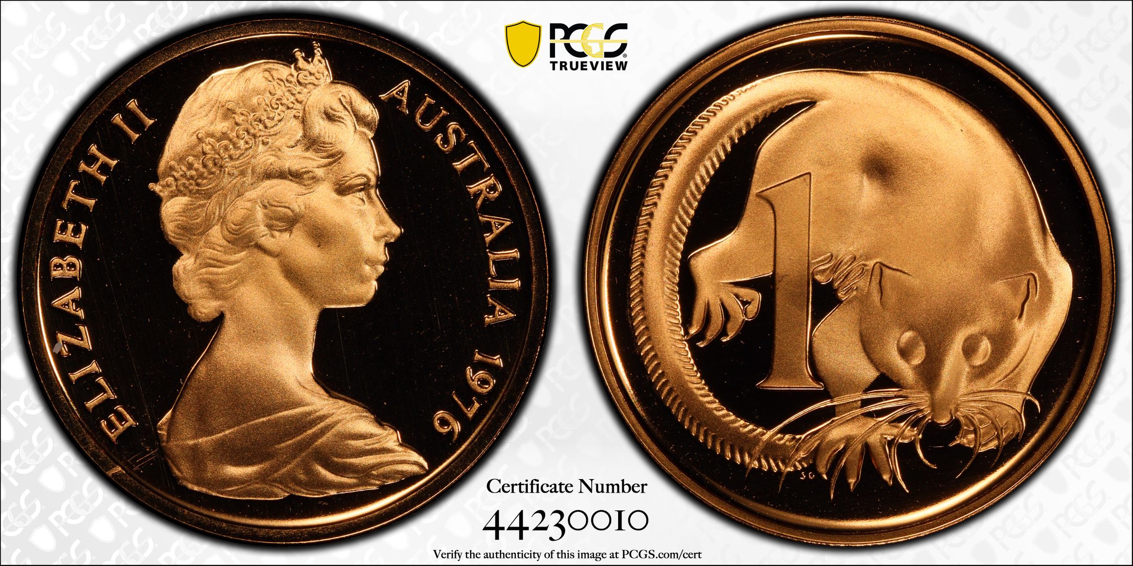 One Cent, 1976, Pcgs Pr69dcam