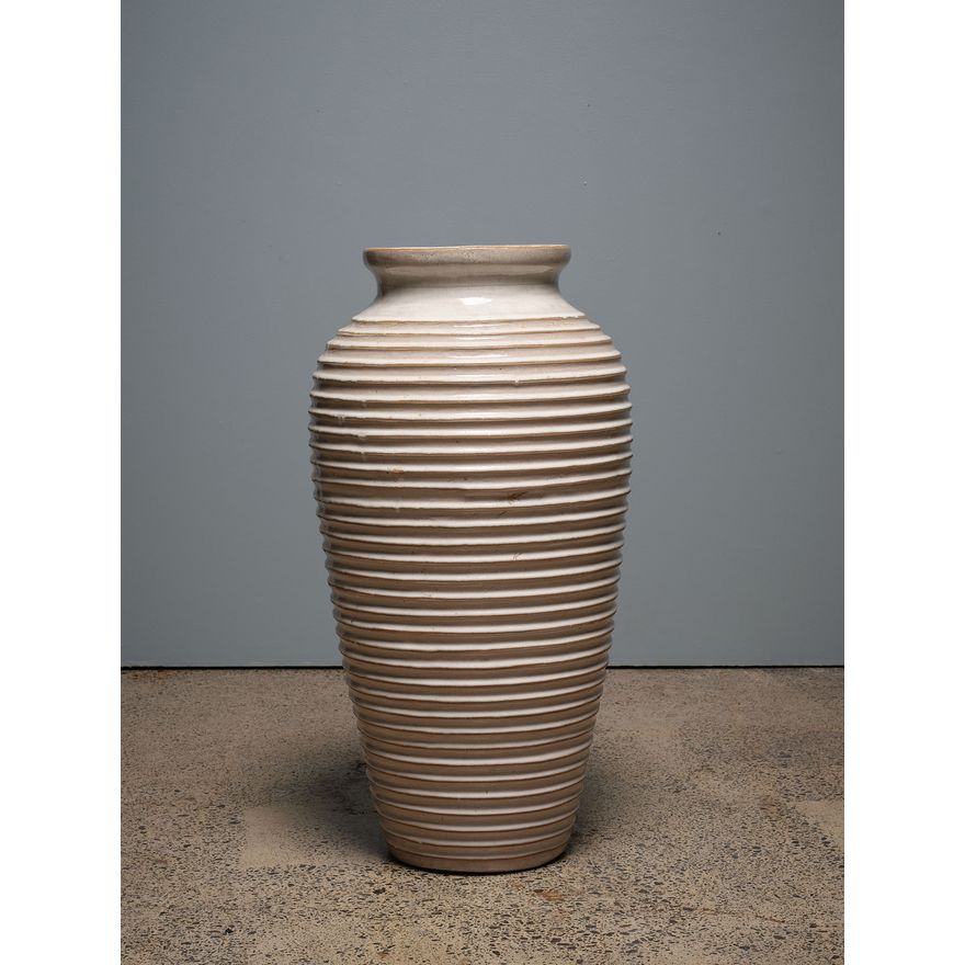 Potter Unknown - Large and impressive ribbed baluster garden vase