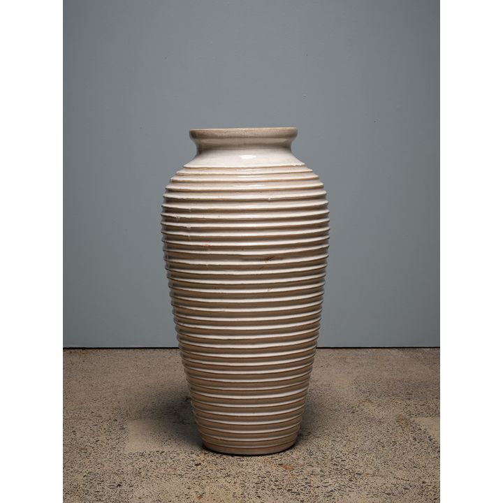Potter Unknown - Large and impressive ribbed baluster garden vase