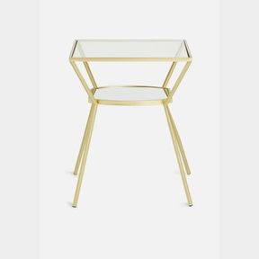 Tessa bedside table gold/mirror bottom|No top Glass