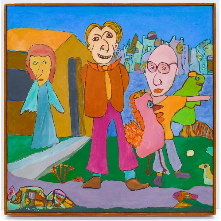 Claude Utley ''Friends'' 2009 Oil on Canvas Framed 25''x24.5''