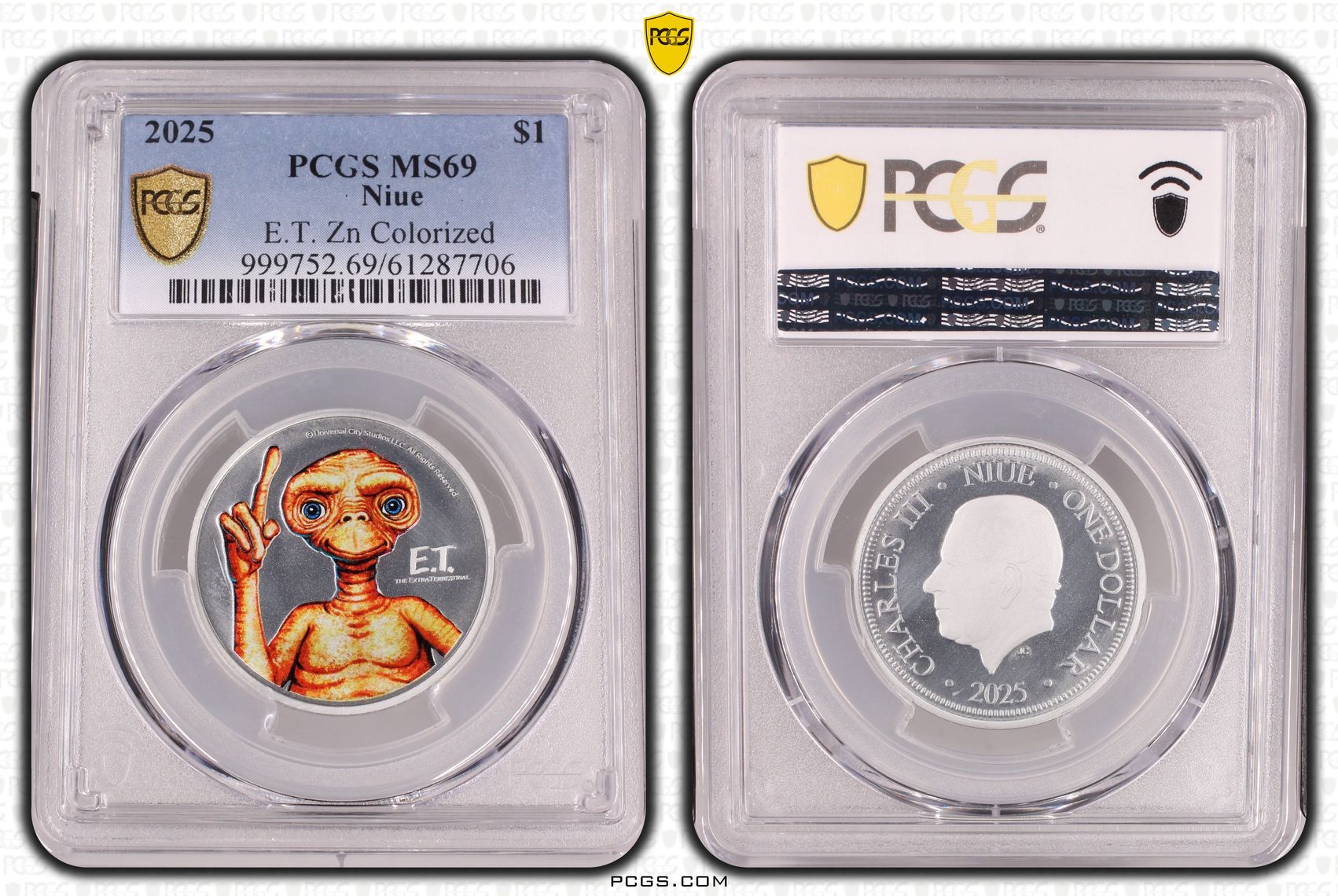 Niue, E.T. Zn Colourised, One Dollar, 2025, PCGS MS69