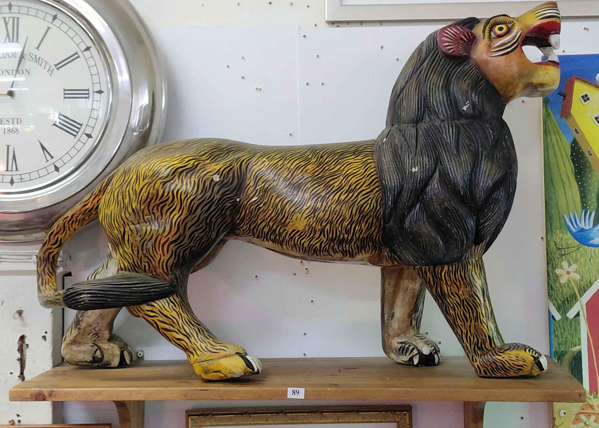 Folk Art Lion Sculpture