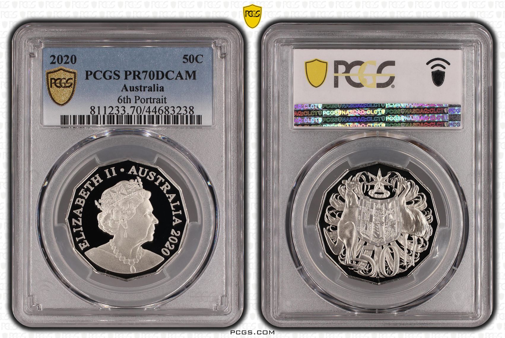 Elizabeth II, 6th Portrait, Fifty Cent, 2020, PCGS PR 70DCAM