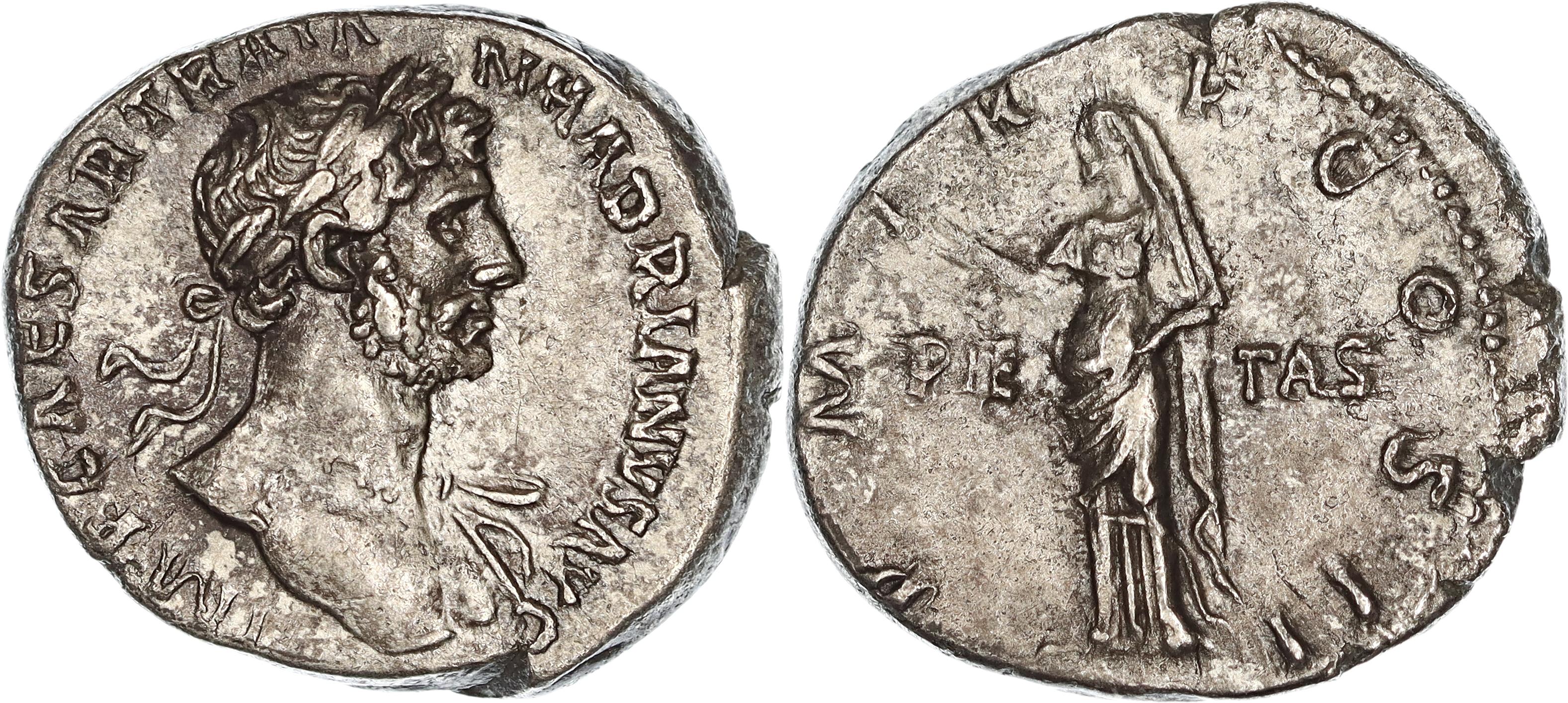 Roman Empire, Hadrian, Silver Denarius, 118 AD , gVF