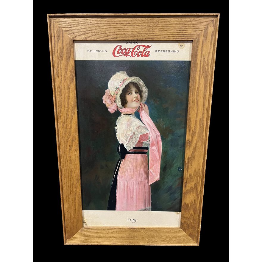 1914 Coca Cola Coke Betty Cardboard Soda Sign