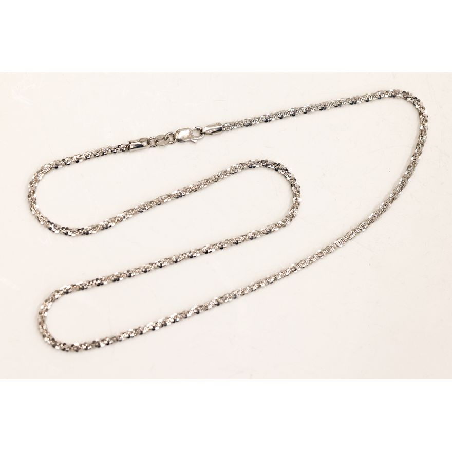 Silmar 14k White Gold Twisted Box Chain Necklace 18"