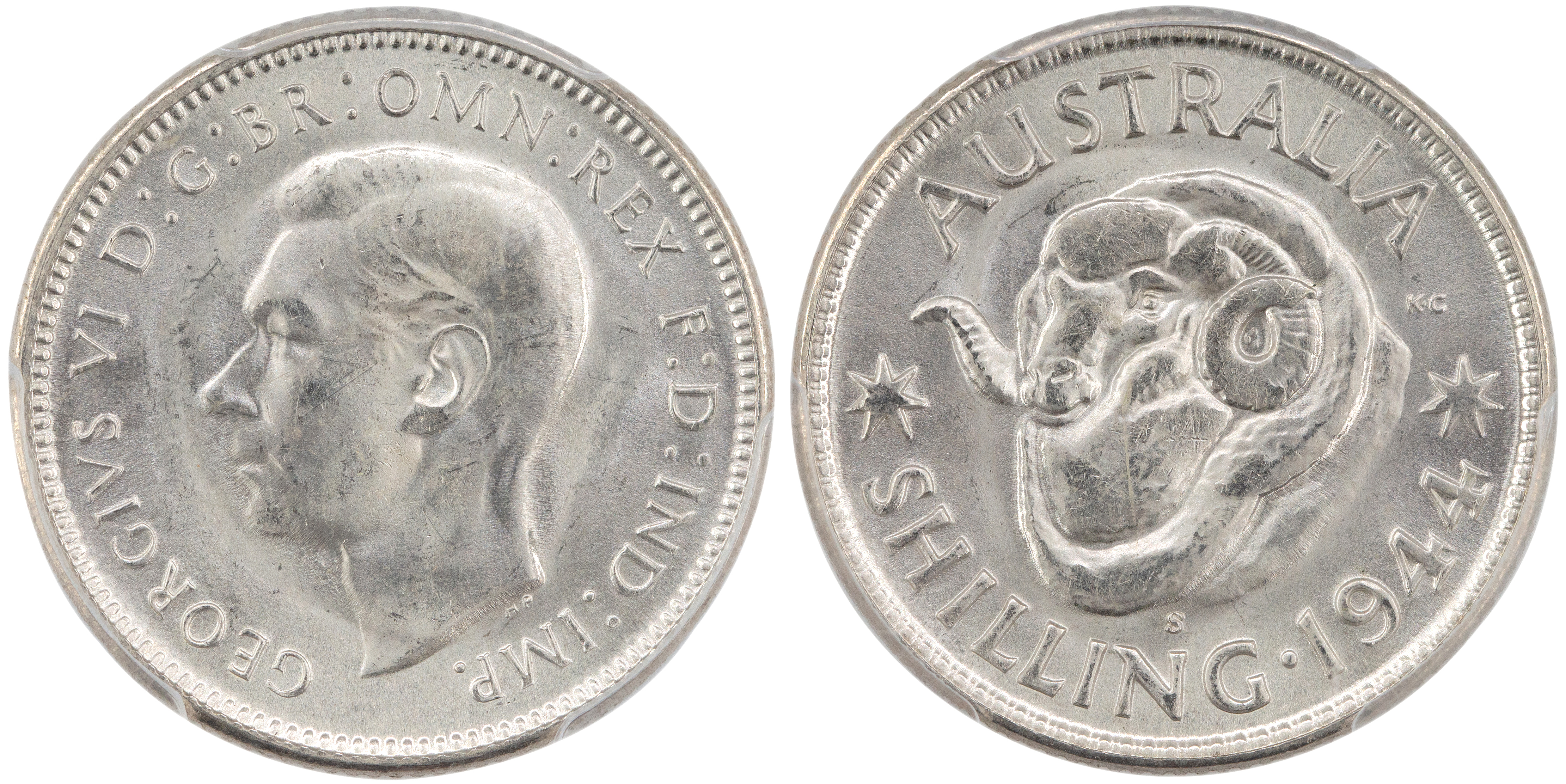 George VI, Shilling, 1944-S, PCGS MS 65