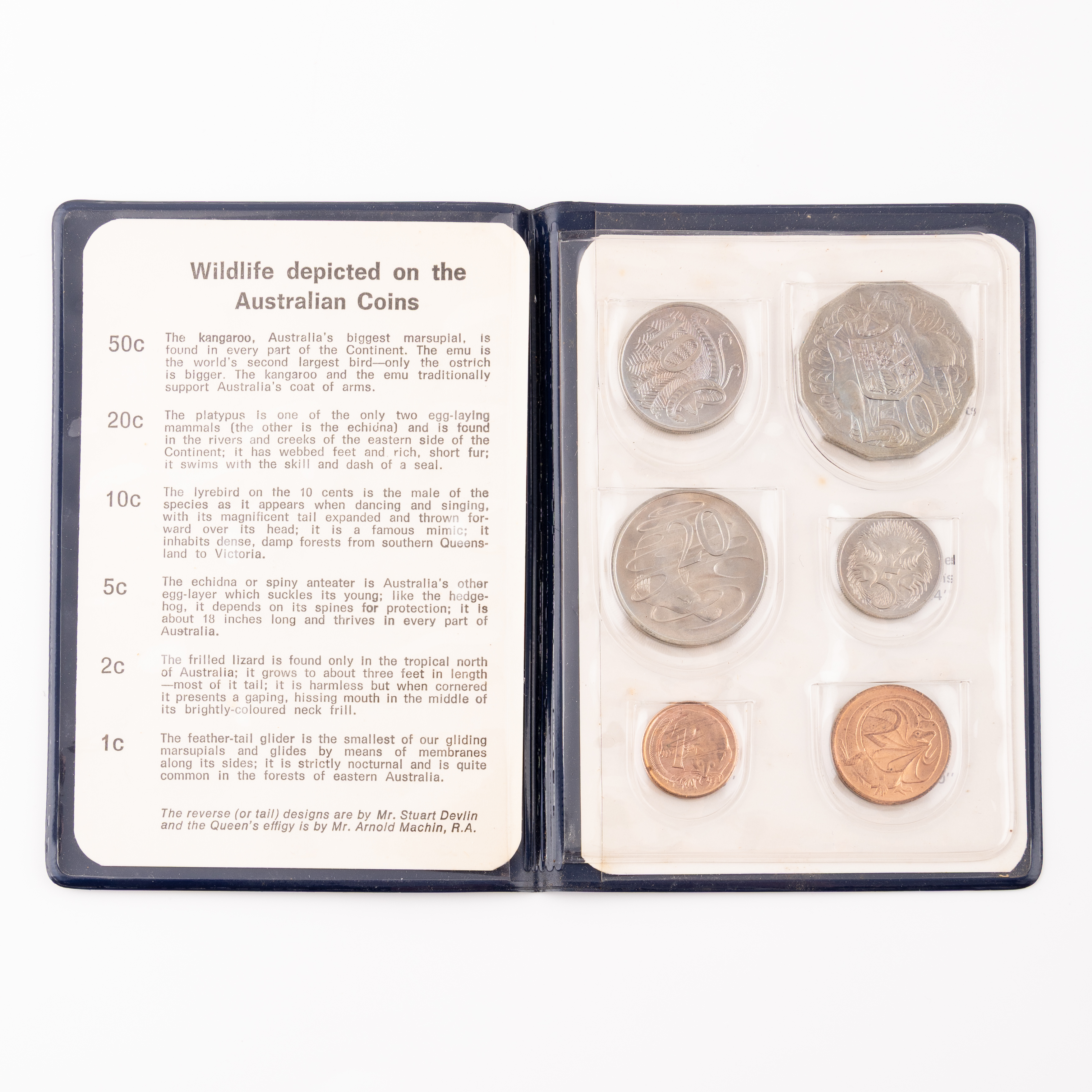 Elizabeth II, Blue Wallet, One Cent - Fifty Cents, 1969, UNC