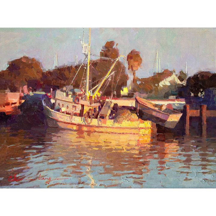 Fishing Boats by Calvin Liang (1960- )