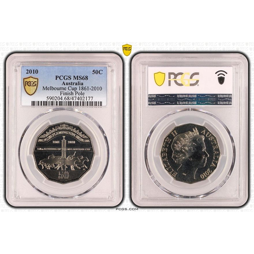 Melbourne Cup 1861-2010 Finish Line, Fifty Cent, 2010, PCGS MS 68