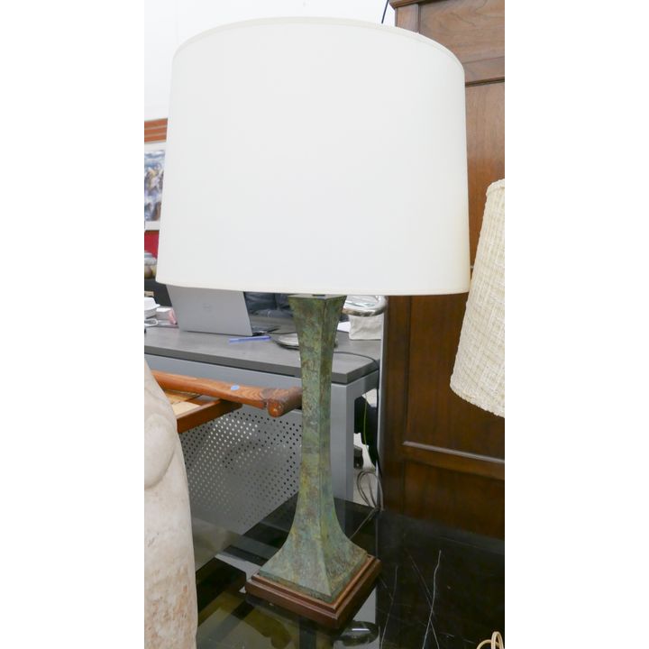 Mid Century Bronze Verdigris Table Lamp 33''