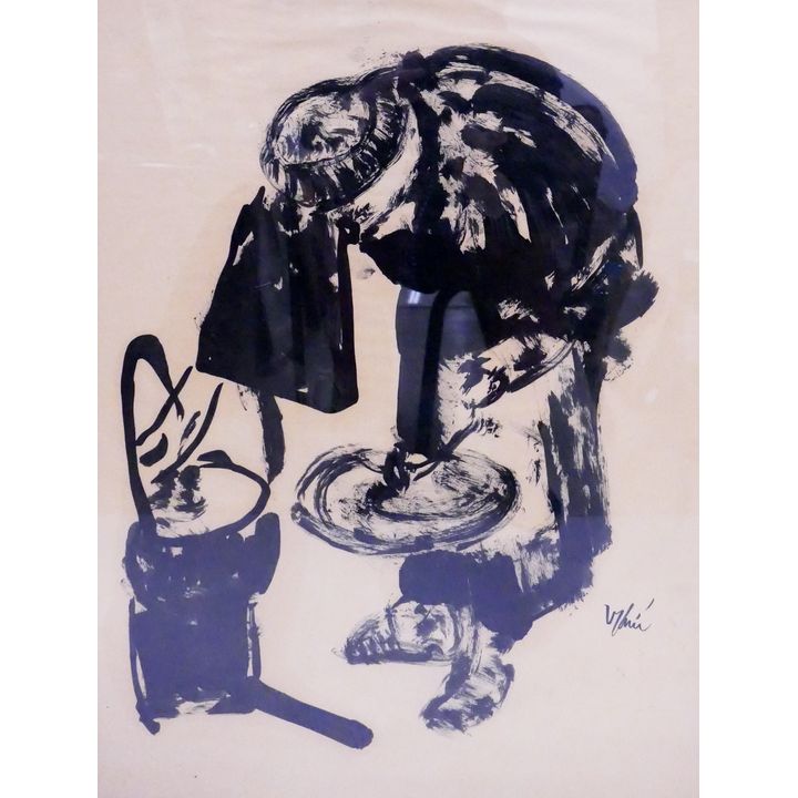 Saint Francis Ink Drawing Gallery Framed- 36x31''