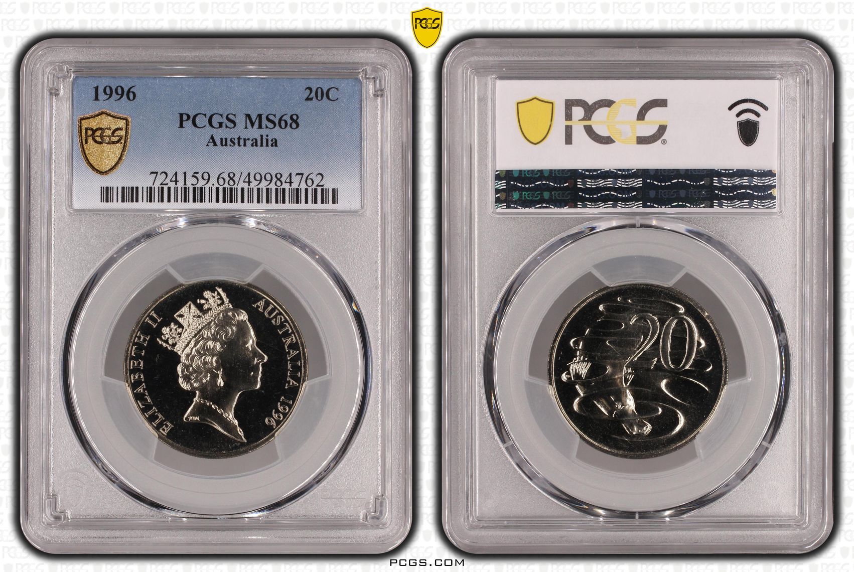 , Twenty Cent, 1996, PCGS MS68