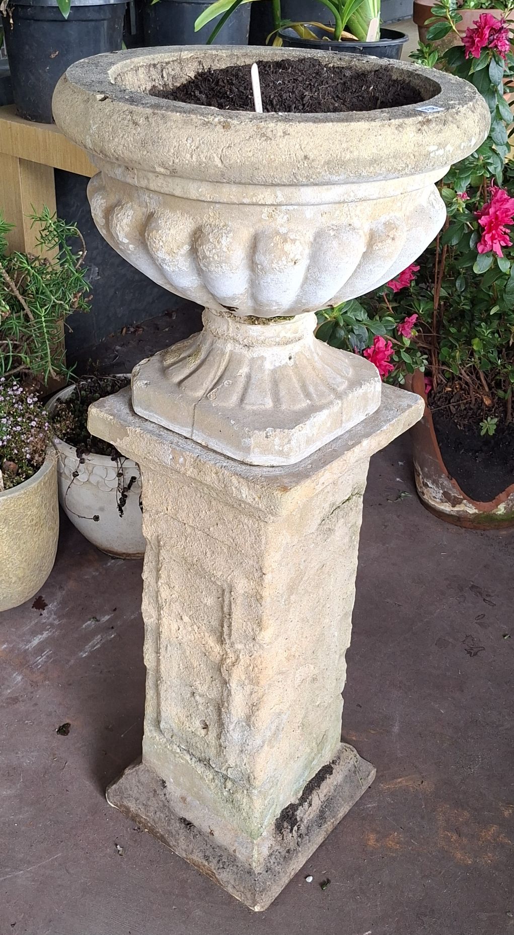 Concrete Pedestal And Pot