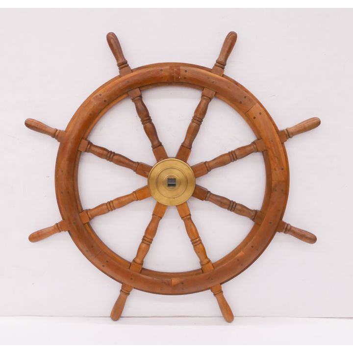 Wood and Brass Ship's Wheel