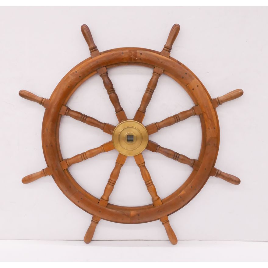 Wood and Brass Ship's Wheel