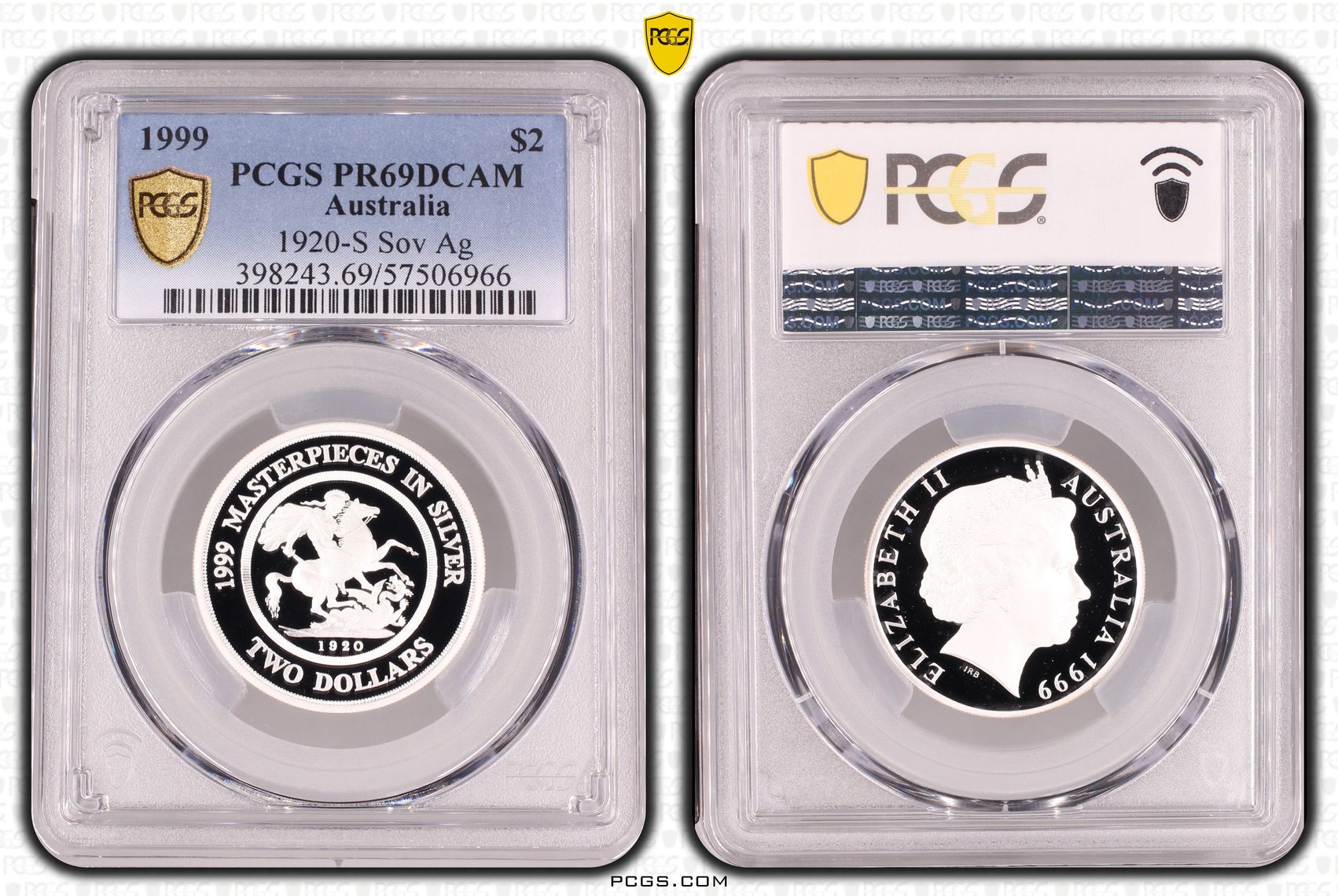 1920-S Sov Silver, Two Dollar, 1999, PCGS PR69DCAM