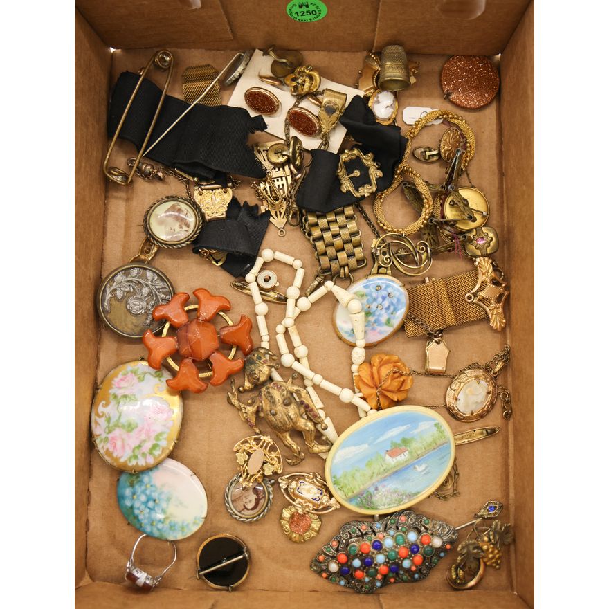 Box Assorted Victorian Jewelry etc.