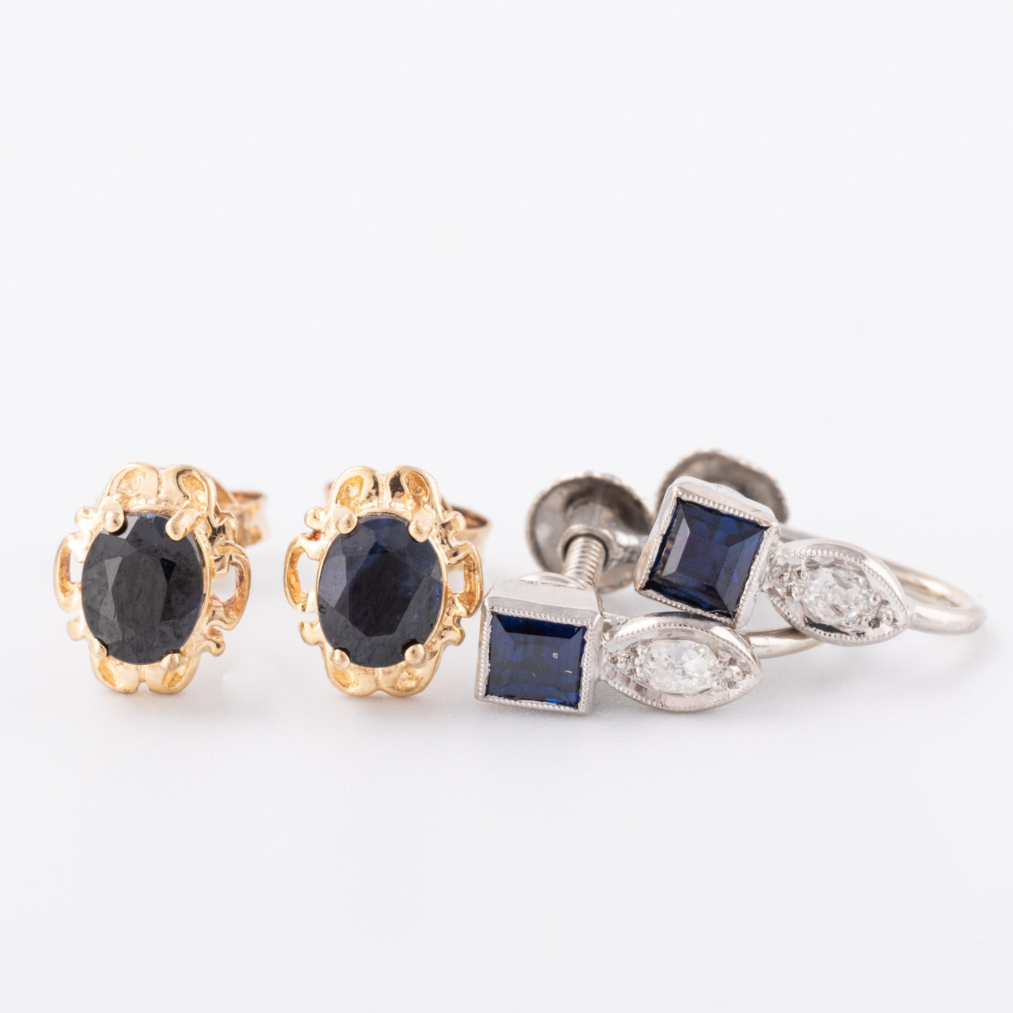 Old Cut Diamond & Sapphire Earrings